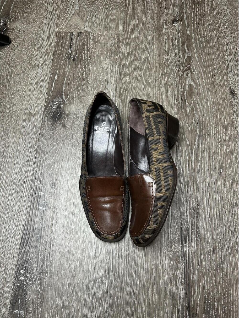 FENDI  Pumps Loafer  Shoes Brown with Logo 36EU US 5-5.5 Authentic